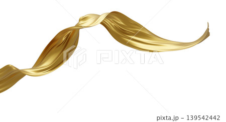Gold luxury fabric isolated on white background with copy space 3D render 139542442