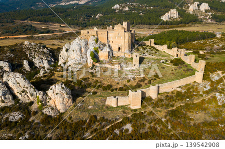 Top view of the castle Castillo de Loarre. Huesca Province. Aragon. Top view of the castle Castillo de Loarre. Huesca Province. Aragon. 139542908