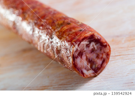 Spanish dry cured pork sausage Salchichon Spanish dry cured pork sausage Salchichon 139542924