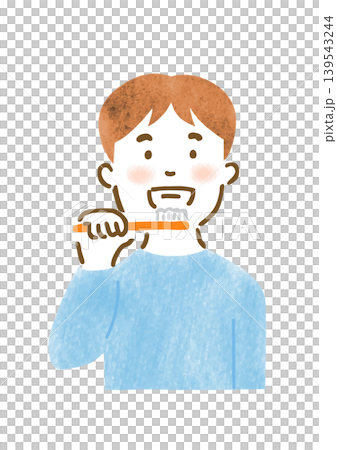 Illustration of a man brushing his teeth 139543244