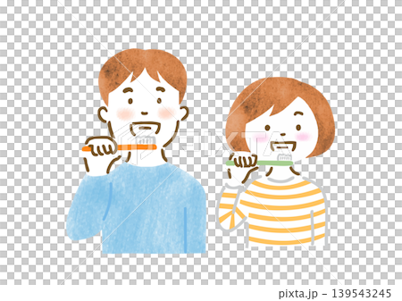 歯磨きしている男女のイラスト 139543245