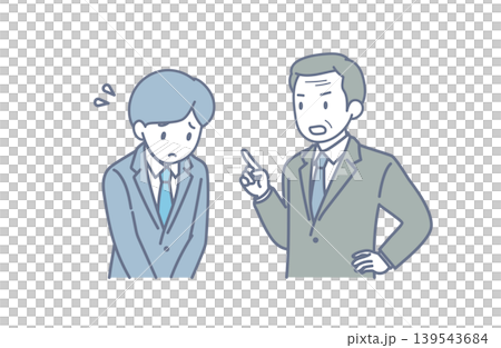 Illustration of an office worker being scolded by their boss. Business troubles and workplace stress. Illustration of an office worker being scolded by their boss. Business troubles and workplace stress. 139543684