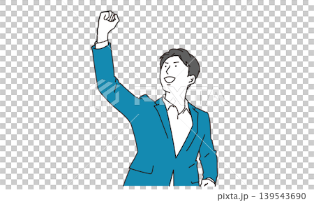 拳を掲げる男性のイメージイラスト素材 139543690