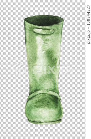 Watercolor illustration of tall green rubber boot for gardening activities and countryside themes. Botanical element for greenhouse projects, farming concepts and seasonal decoration. Watercolor illustration of tall green rubber boot for gardening activities and countryside themes. Botanical element for greenhouse projects, farming concepts and seasonal decoration. 139544527