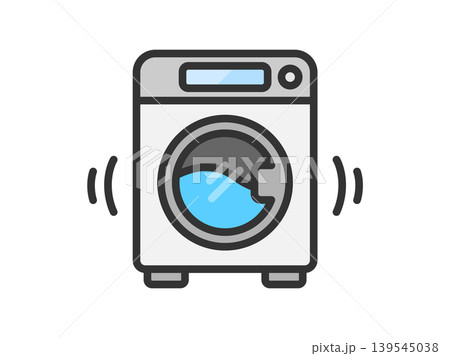 洗濯中のドラム式洗濯機のアイコン（線画カラー）のイラスト 139545038