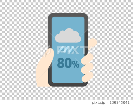 An illustration of a rainy weather forecast icon displayed on a smartphone. An illustration of a rainy weather forecast icon displayed on a smartphone. 139545041