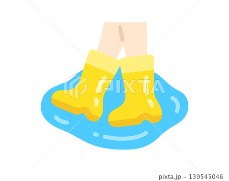 長靴で入る水たまりのアイコンのイラスト 長靴で入る水たまりのアイコンのイラスト 139545046