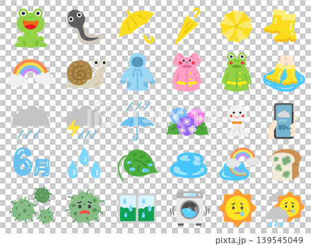 梅雨の30アイコンのイラストセット 梅雨の30アイコンのイラストセット 139545049