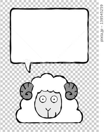 [Speech bubble] One-point design element: Sheep 139545259