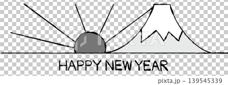 【黑白】新年賀卡素材:簡約日出與富士山 【黑白】新年賀卡素材:簡約日出與富士山 139545339