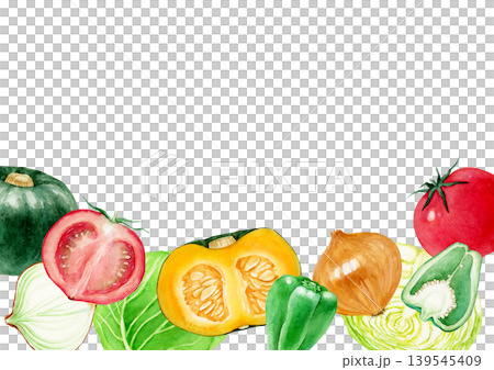 色々な種類の野菜 背景 フレーム 水彩 イラスト 色々な種類の野菜 背景 フレーム 水彩 イラスト 139545409