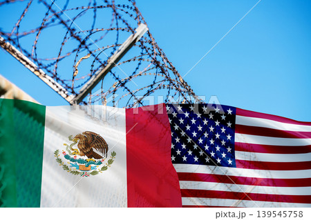US-Mexico trade tariff. United States international trade policy. Tariff regulations on Mexican goods. Tariff and complex geopolitical relationships between United States and Mexico in global trade. US-Mexico trade tariff. United States international trade policy. Tariff regulations on Mexican goods. Tariff and complex geopolitical relationships between United States and Mexico in global trade. 139545758