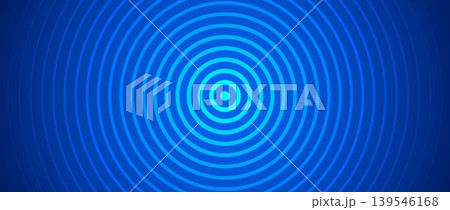 Neon blue concentric circle background. Expanding waves with epicenter. Radial sound signal or vibration backdrop. Target symbol, radar or sonar icon concept. Vector rippled cold gradient wallpaper Neon blue concentric circle background. Expanding waves with epicenter. Radial sound signal or vibration backdrop. Target symbol, radar or sonar icon concept. Vector rippled cold gradient wallpaper 139546168
