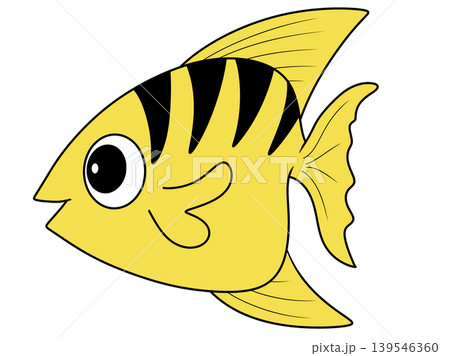 digital hand draw of fish cartoon fish isolated on white background for coloring fish under water animal 139546360