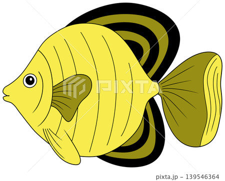 digital hand draw of fish cartoon fish isolated on white background for coloring fish under water animal 139546364