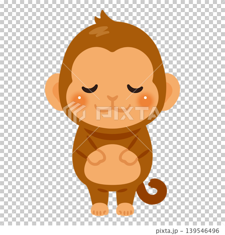 Illustration of a bowing monkey character Illustration of a bowing monkey character 139546496