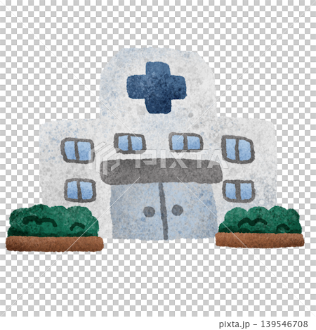 Cute hand-drawn illustrations of a hospital Cute hand-drawn illustrations of a hospital 139546708