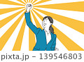 拳を掲げる女性のイメージイラスト素材 139546803