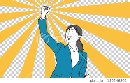 拳を掲げる女性のイメージイラスト素材 拳を掲げる女性のイメージイラスト素材 139546803