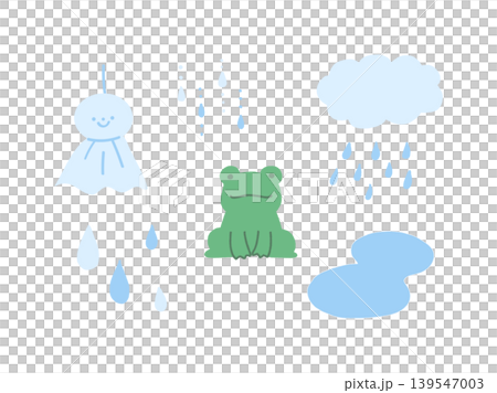 梅雨のイラストセット:カエルとてるてる坊主と雨雲のイラスト 梅雨のイラストセット:カエルとてるてる坊主と雨雲のイラスト 139547003