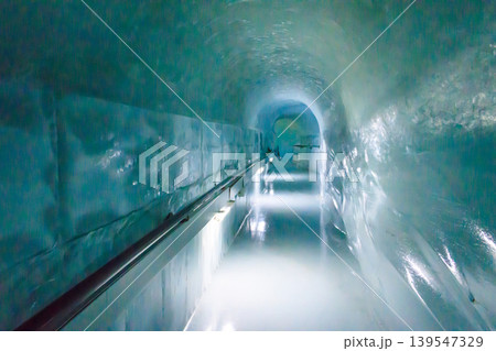 Ice tunnel in Ice Palace of Jungfraujoch Station in Switzerland 139547329