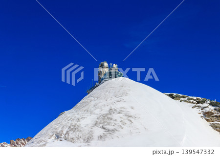 View of Sphinx Observatory on Jungfraujoch, one of the highest observatories in the world located at the Jungfrau railway station, Bernese Oberland, Switzerland View of Sphinx Observatory on Jungfraujoch, one of the highest observatories in the world located at the Jungfrau railway station, Bernese Oberland, Switzerland 139547332