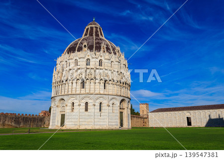 The Pisa Baptistery of St. John on Piazza dei Miracoli in Pisa, Tuscany, Italy 139547381