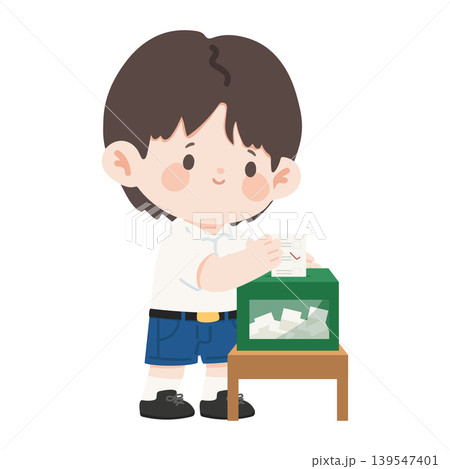 Boy Student Casting Vote Into Ballot Box Boy Student Casting Vote Into Ballot Box 139547401