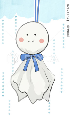 かわいいてるてる坊主と雨模様の梅雨イラスト 139547426