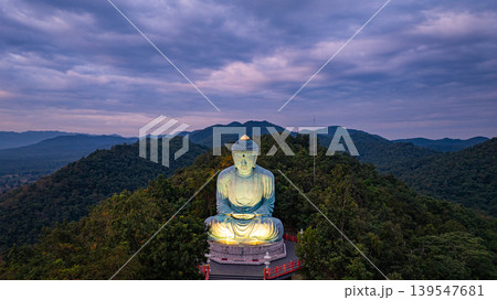 Aerial view of Majestic Buddha at sunrise Aerial view of Majestic Buddha at sunrise 139547681