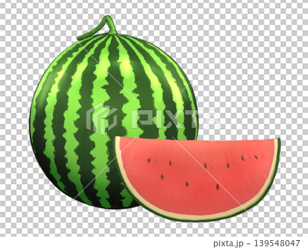 Illustrations of a whole watermelon and cut watermelons Illustrations of a whole watermelon and cut watermelons 139548047