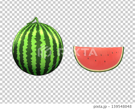 スイカ一玉とカットしたスイカのイラスト 139548048