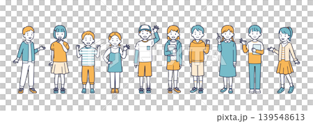 A set of full-body illustrations of energetic children A set of full-body illustrations of energetic children 139548613