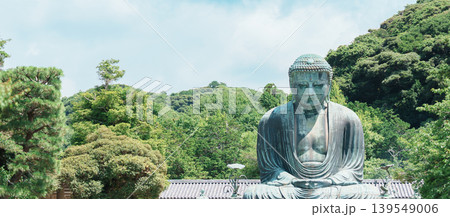 The Great Buddha of Kamakura or Daibutsu is a statue, located in Kamakura, Kanagawa Prefecture. Landmark and popular for tourists attraction near Tokyo, Japan. The Great Buddha of Kamakura or Daibutsu is a statue, located in Kamakura, Kanagawa Prefecture. Landmark and popular for tourists attraction near Tokyo, Japan. 139549006