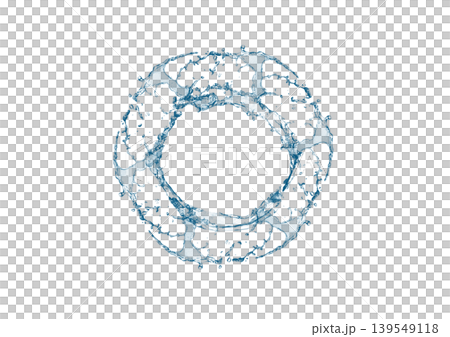 Transparent blue water circular splash frame | Abstract background material of a water ring Transparent blue water circular splash frame | Abstract background material of a water ring 139549118