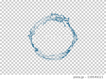 Transparent blue water circular splash frame | Abstract background material of a water ring Transparent blue water circular splash frame | Abstract background material of a water ring 139549121