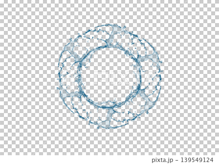 Transparent blue water circular splash frame | Abstract background material of a water ring Transparent blue water circular splash frame | Abstract background material of a water ring 139549124