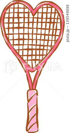 Pink Tennis Ball with Red Bow Whimsical Hand Drawn 139549898