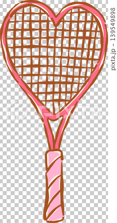 Pink Tennis Ball with Red Bow Whimsical Hand Drawn 139549898