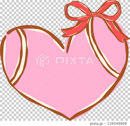 Pink Tennis Ball with Red Bow Whimsical Hand Drawn Pink Tennis Ball with Red Bow Whimsical Hand Drawn 139549899