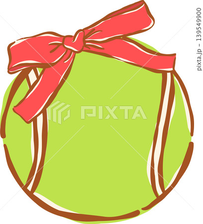Pink Tennis Ball with Red Bow Whimsical Hand Drawn 139549900