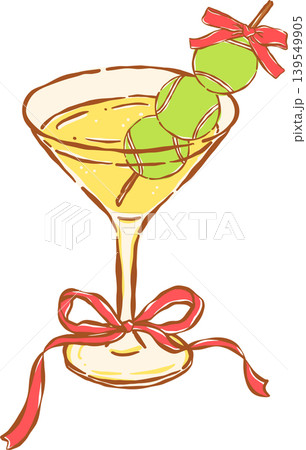 Pink Tennis Ball with Red Bow Whimsical Hand Drawn 139549905