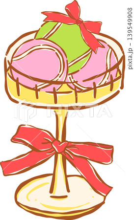 Pink Tennis Ball with Red Bow Whimsical Hand Drawn 139549908