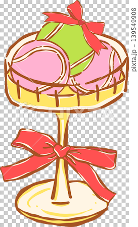Pink Tennis Ball with Red Bow Whimsical Hand Drawn 139549908