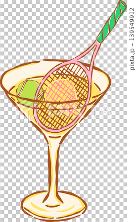 Pink Tennis Ball with Red Bow Whimsical Hand Drawn 139549912