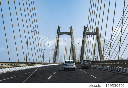 Modern multi-span cable-stayed Bridge in Mumbai India 139550392