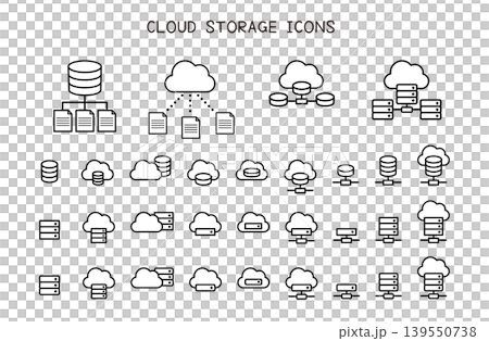 Cloud Storage Line Icon Set | Data Storage, Server, Network, Cloud Infrastructure Resources Cloud Storage Line Icon Set | Data Storage, Server, Network, Cloud Infrastructure Resources 139550738