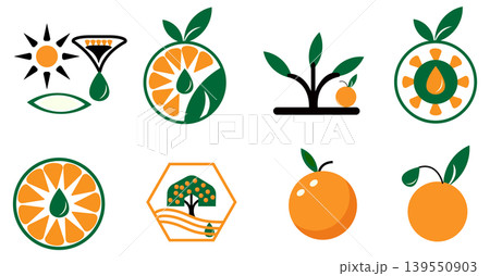 Citrus fruit badge set for natural food design Citrus fruit badge set for natural food design 139550903