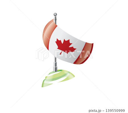 Highly detailed of waving Canadian flag with metallic pole and subtle shadow effects for print Highly detailed of waving Canadian flag with metallic pole and subtle shadow effects for print 139550999