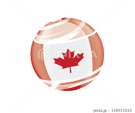 Illustration of globe wrapped in Canadian flag patterns with subtle shadowing Illustration of globe wrapped in Canadian flag patterns with subtle shadowing 139551010